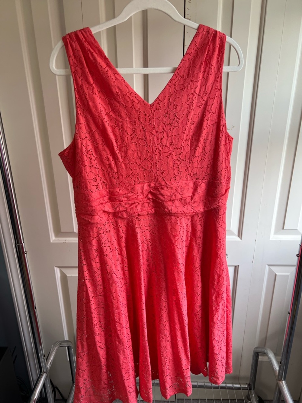 Roz & Ali Coral Lace Midi Dress